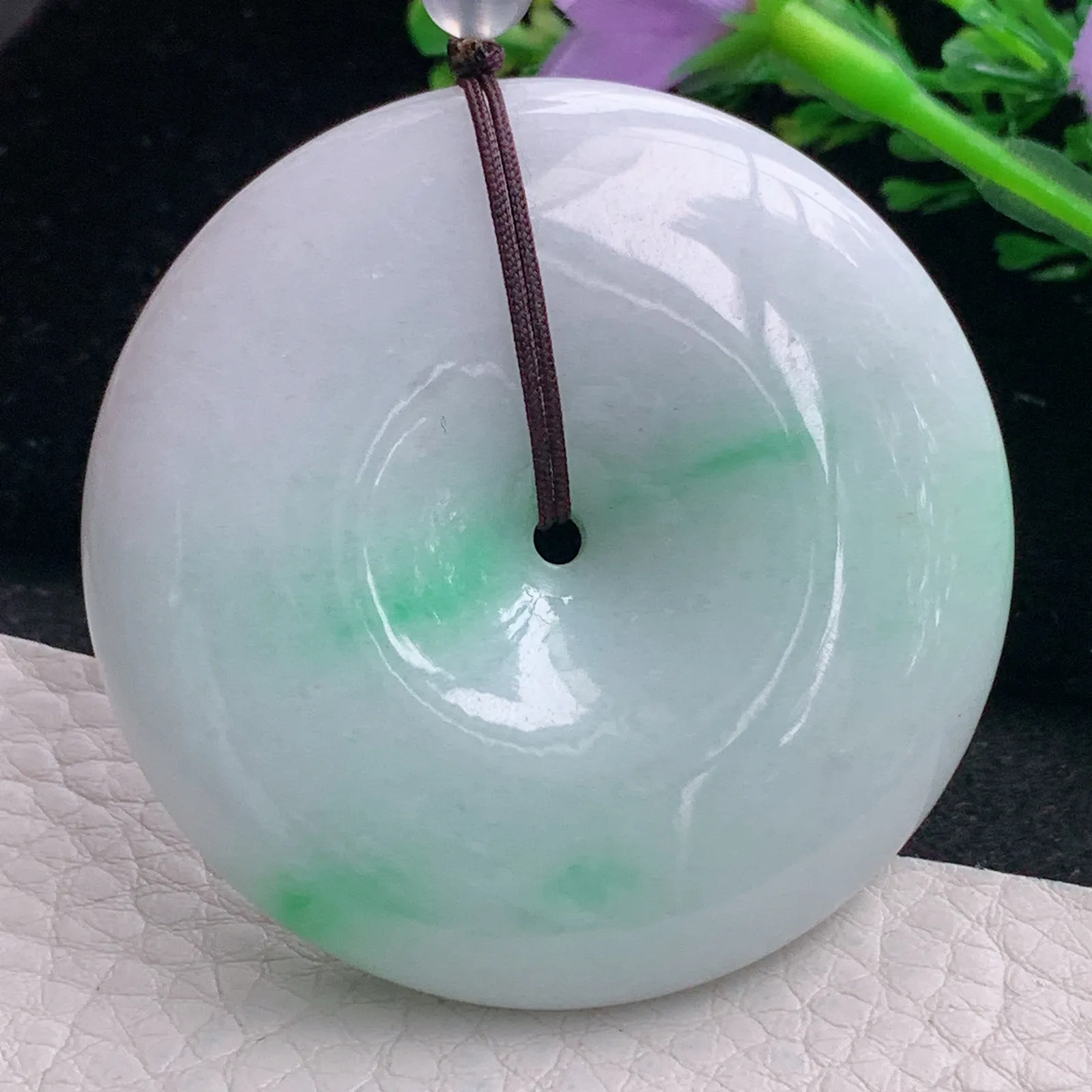 zen自然光51*11.2天然缅甸翡翠飘阳绿大平安扣 玉扣玉吊坠 玉挂件