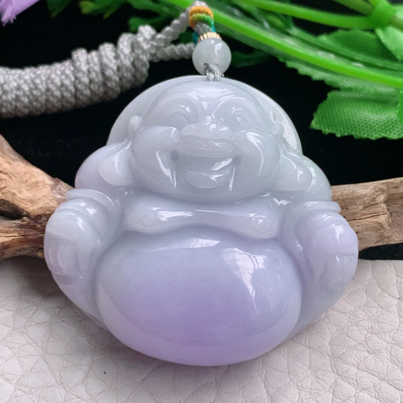 zen自然光40.3*43.5*12天然缅甸翡翠紫罗兰饱满佛公 开心佛玉吊坠 玉挂件
