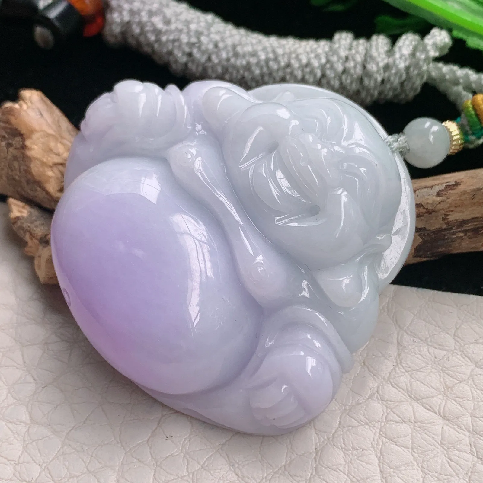 zen自然光40.3*43.5*12天然缅甸翡翠紫罗兰饱满佛公 开心佛玉吊坠 玉挂件