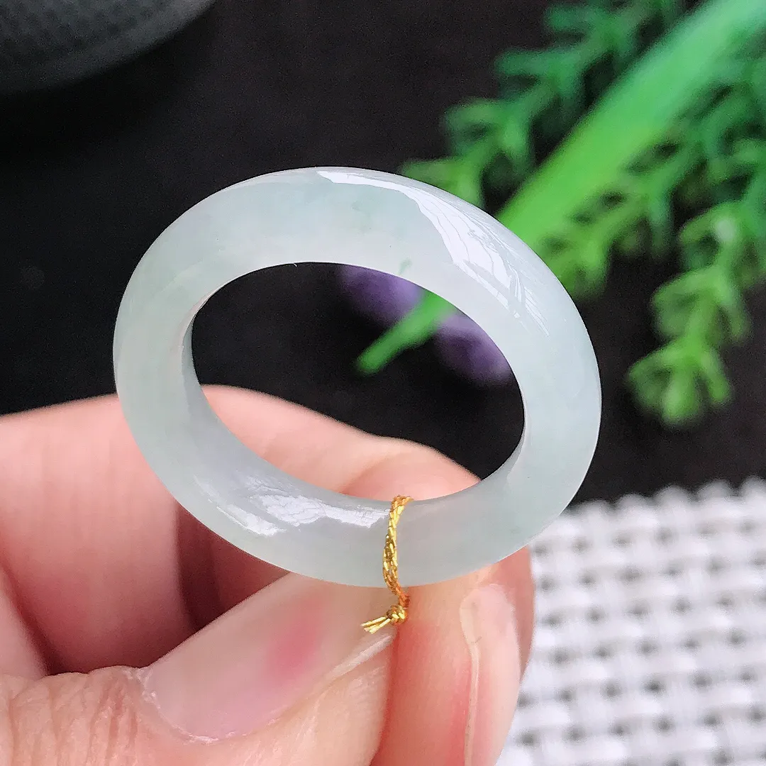 天然a货翡翠18.8/5.9/4.1老坑冰透起胶指环翡翠玉戒指