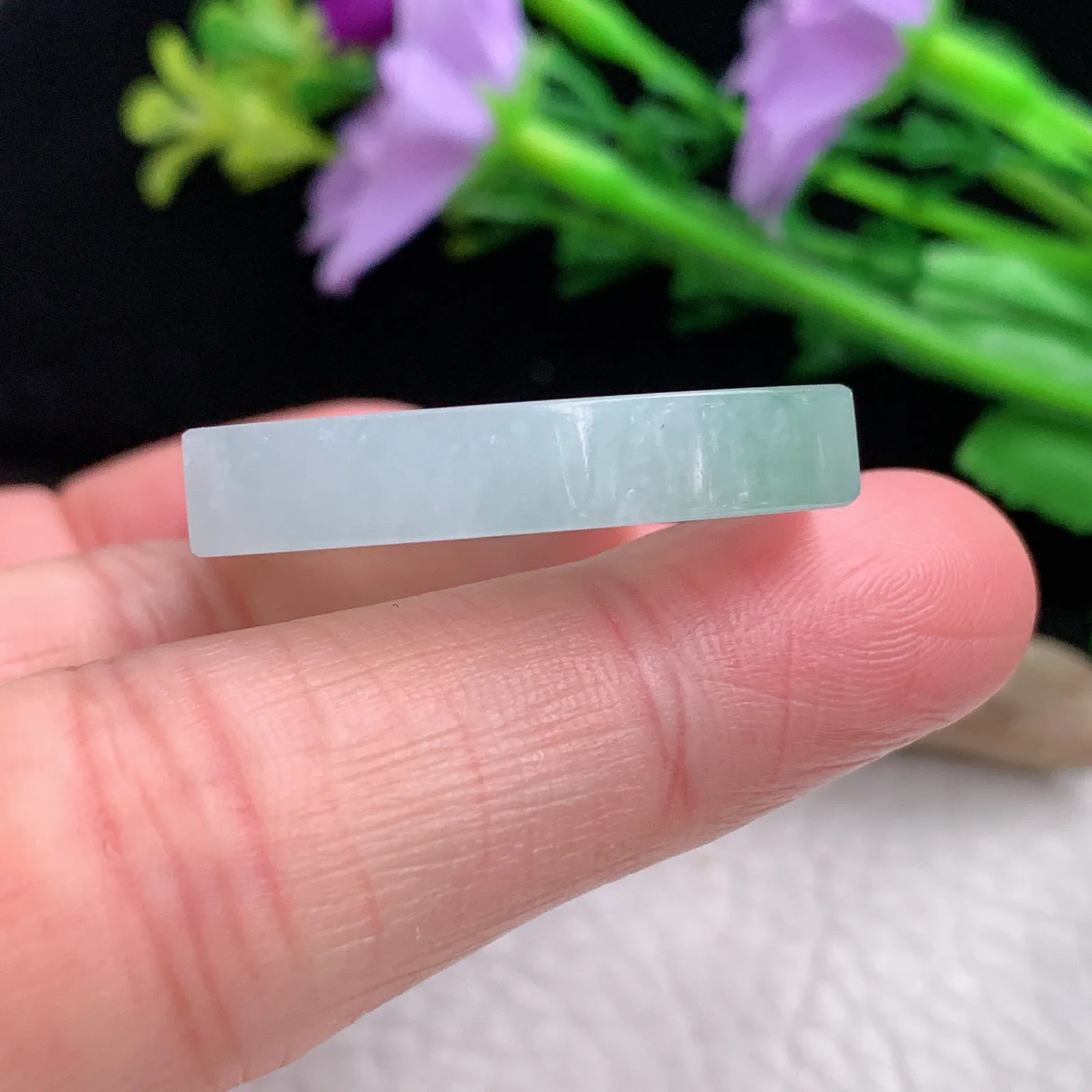 zzx自然光45*29*5.3天然缅甸翡翠冰飘花平安无事牌 素面牌玉吊坠 玉挂件