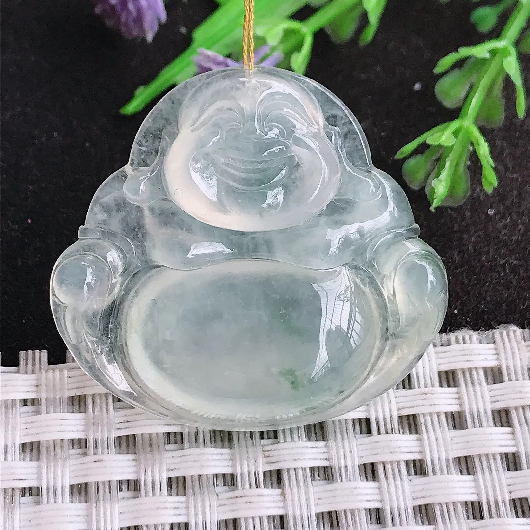 天然a货翡翠31.8/34.6/6.3老坑冰种果冻胶佛公吊坠翡翠玉挂件