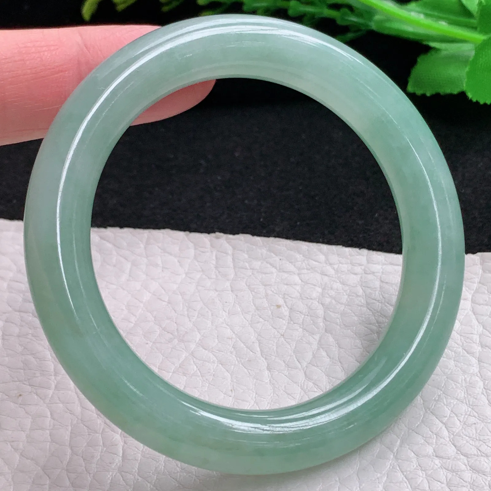 xc小圈口52.6*10*9.8叮当镯 缅甸翡翠a货玉手镯冰晴圆条玉手环