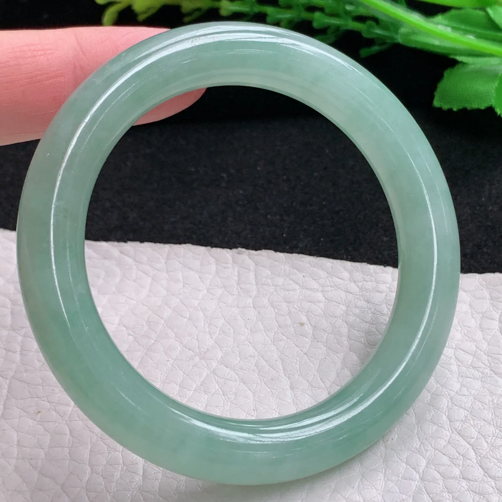 xc小圈口52.6*10*9.8叮当镯 缅甸翡翠a货玉手镯冰晴圆条玉手环