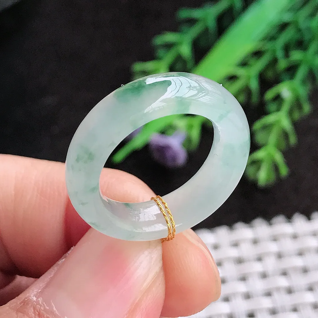 天然a货翡翠15.9/5.9/4.1老坑冰种飘花指环戒指女款