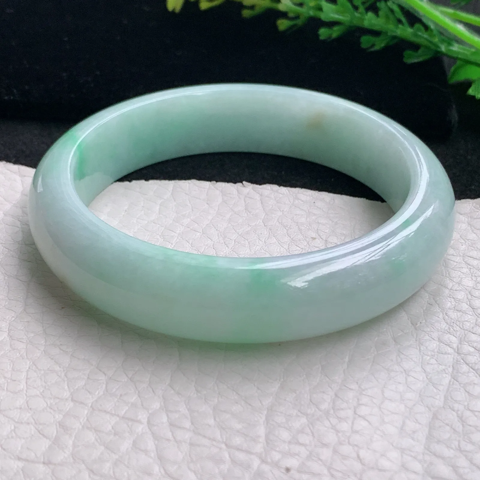 hy自然光59*14.5*8.2平安镯 缅甸翡翠a货玉手镯清新飘花宽边玉手环