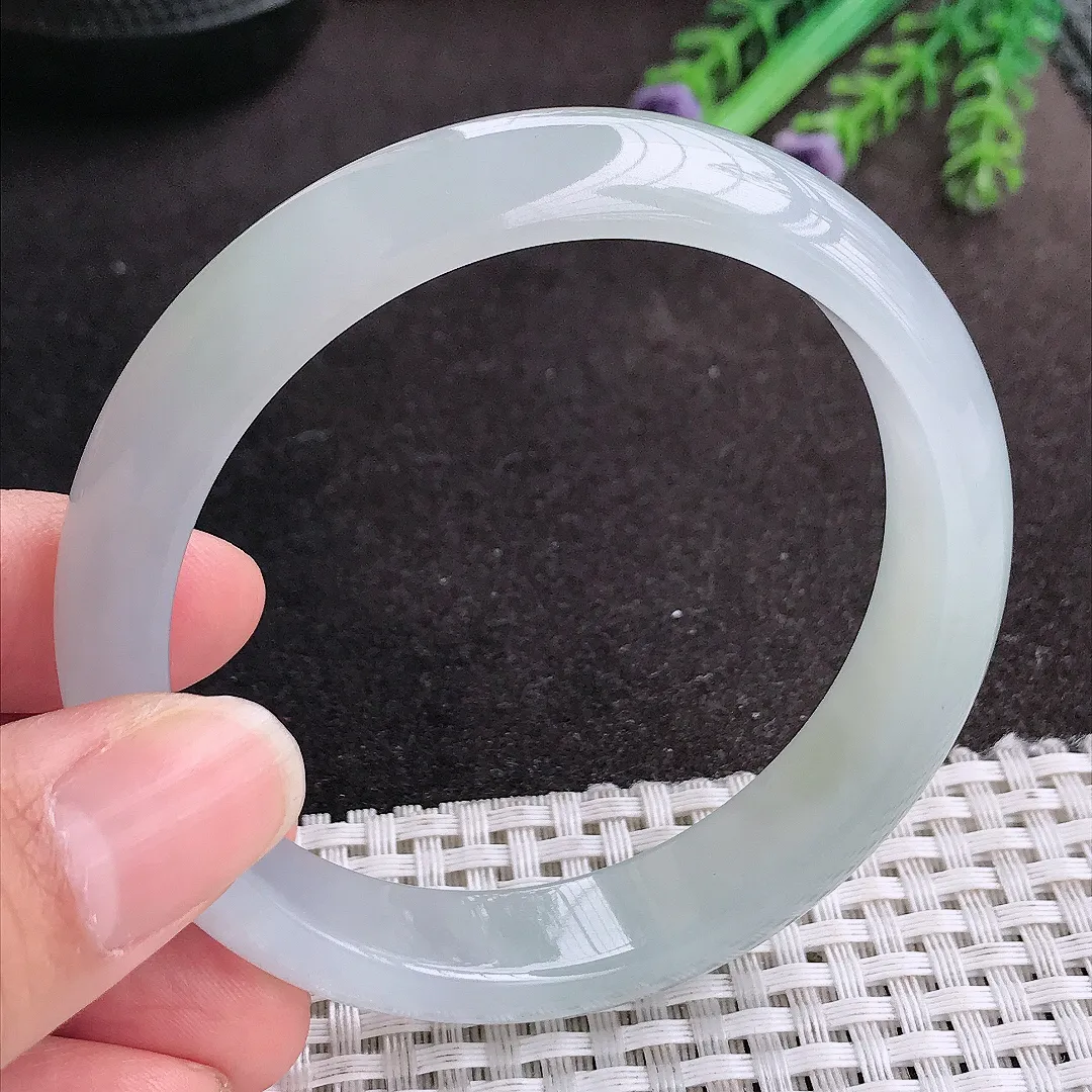 天然A货翡翠58.5/13.2/7.6老坑冰胶果冻冰晴手镯宽边玉手镯