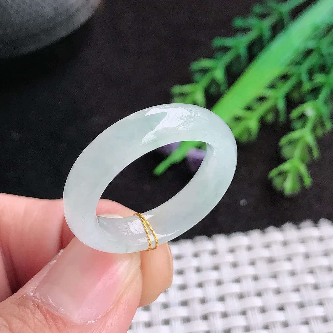 天然a货翡翠18.8/5.9/4.1老坑冰透起胶指环翡翠玉戒指