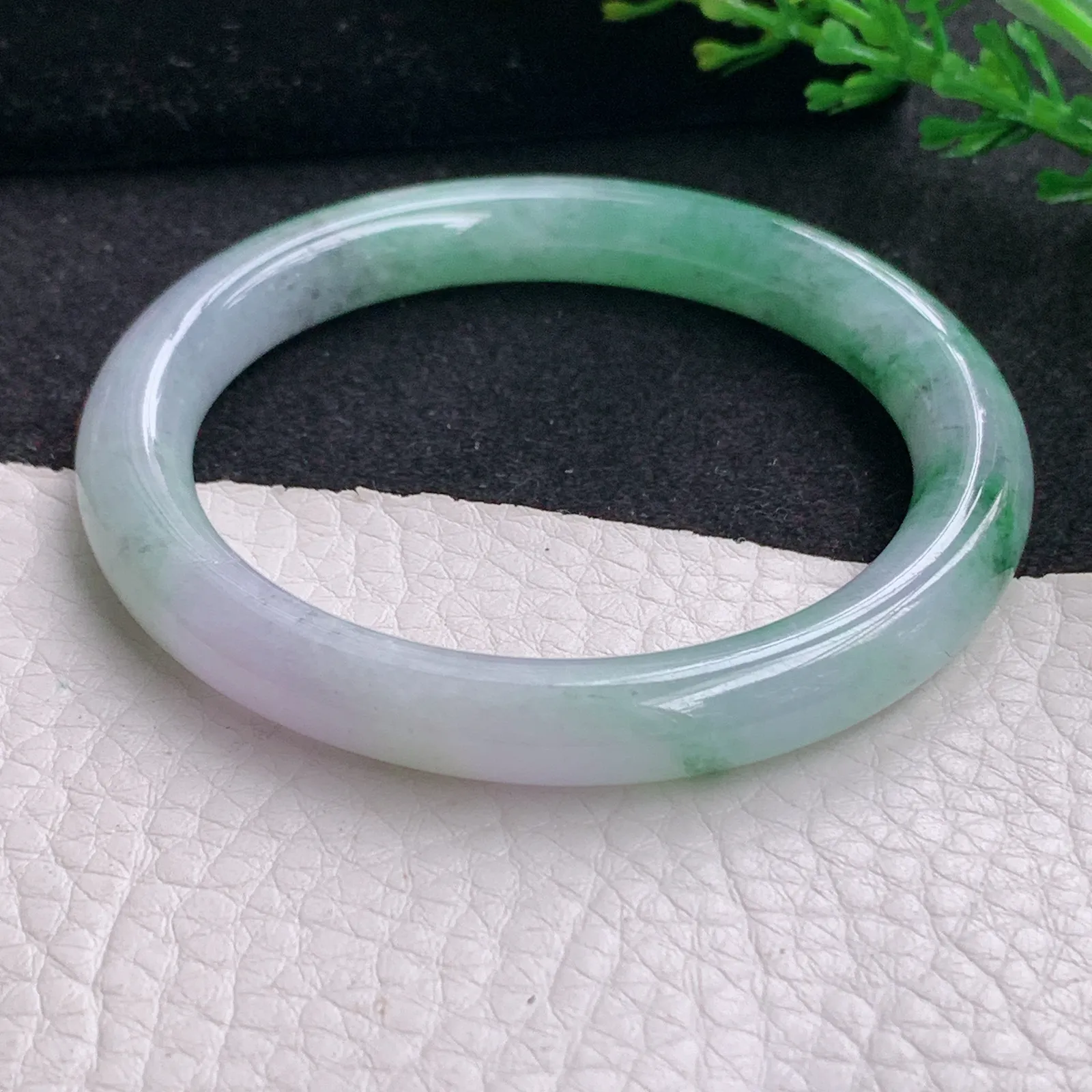 n小圈口51*8叮当镯 缅甸翡翠a货玉手镯清新圆条玉手环 美人镯