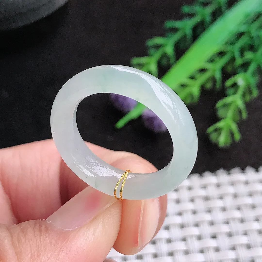 天然a货翡翠18.8/5.9/4.1老坑冰透起胶指环翡翠玉戒指