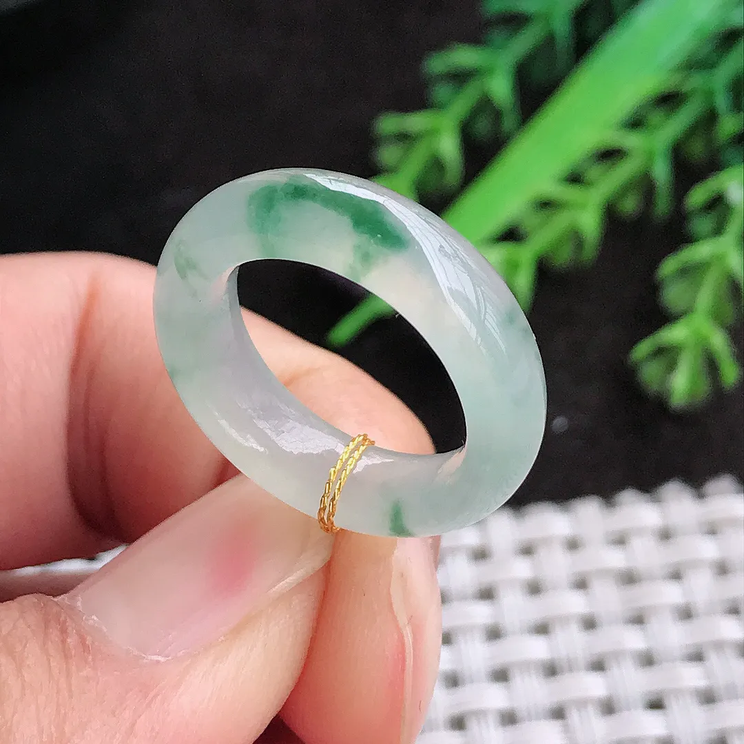 天然a货翡翠15.9/5.9/4.1老坑冰种飘花指环戒指女款