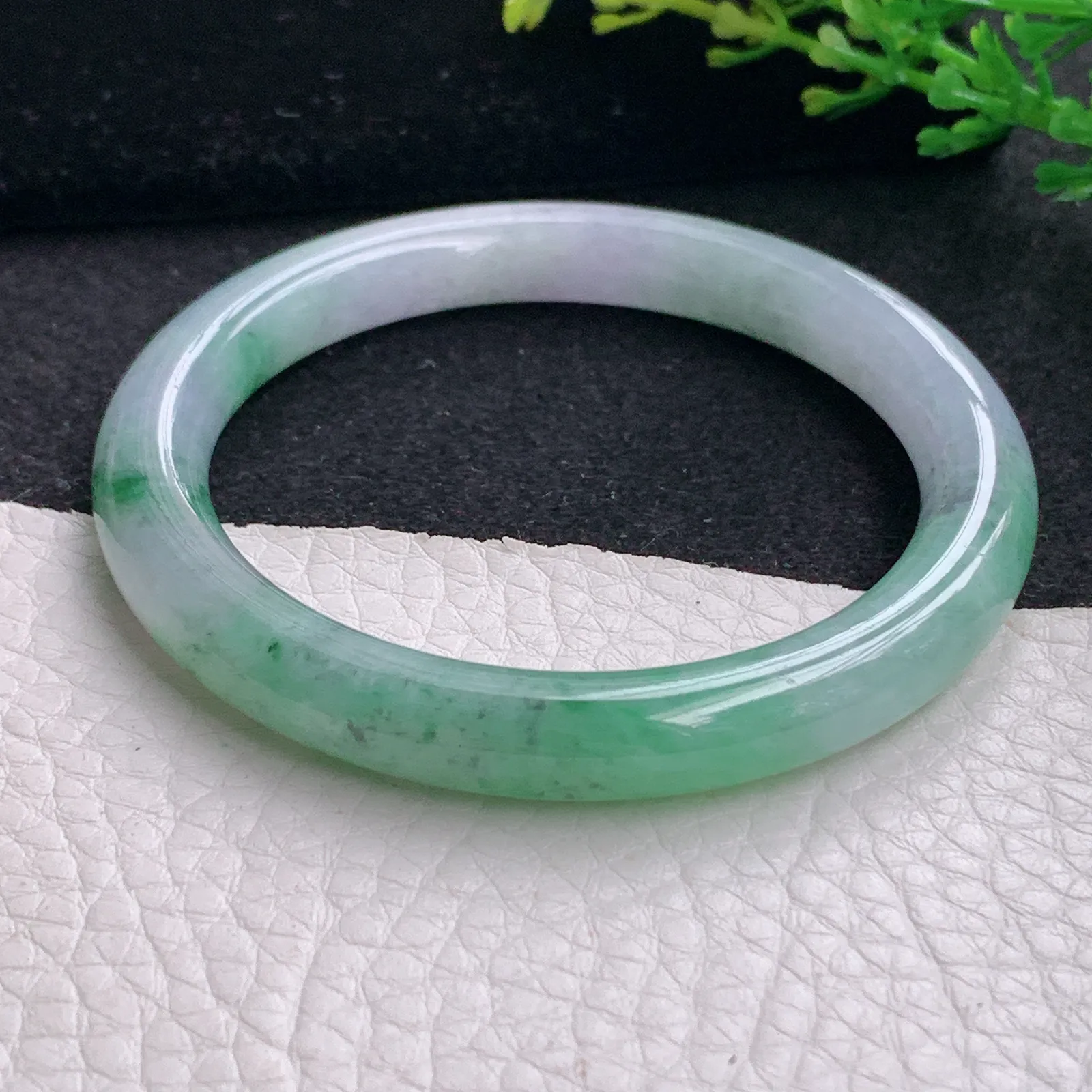 n小圈口51*8叮当镯 缅甸翡翠a货玉手镯清新圆条玉手环 美人镯