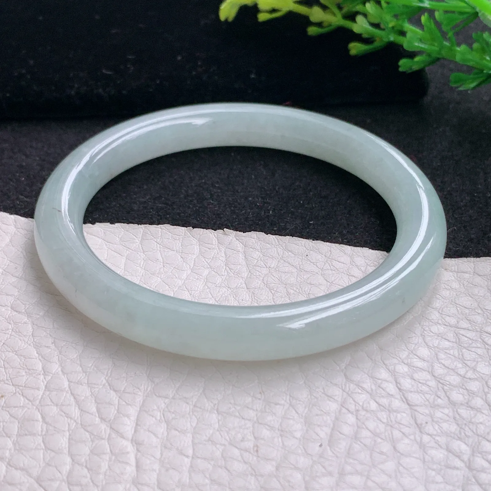 n小圈口52*7.8叮当镯 缅甸翡翠a货玉手镯白月光圆条玉手环 美人镯