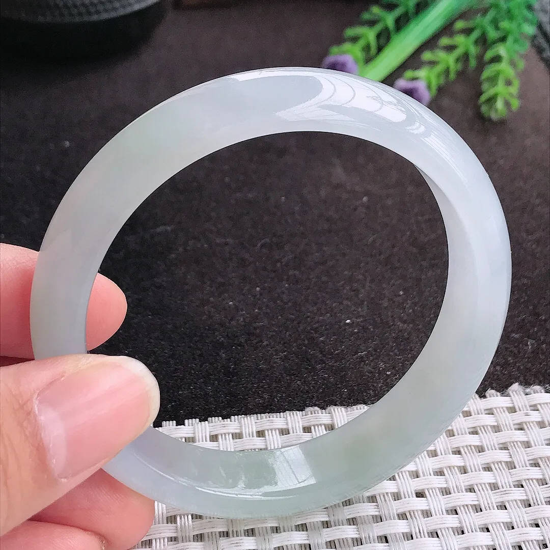 天然A货翡翠58.5/13.2/7.6老坑冰胶果冻冰晴手镯宽边玉手镯