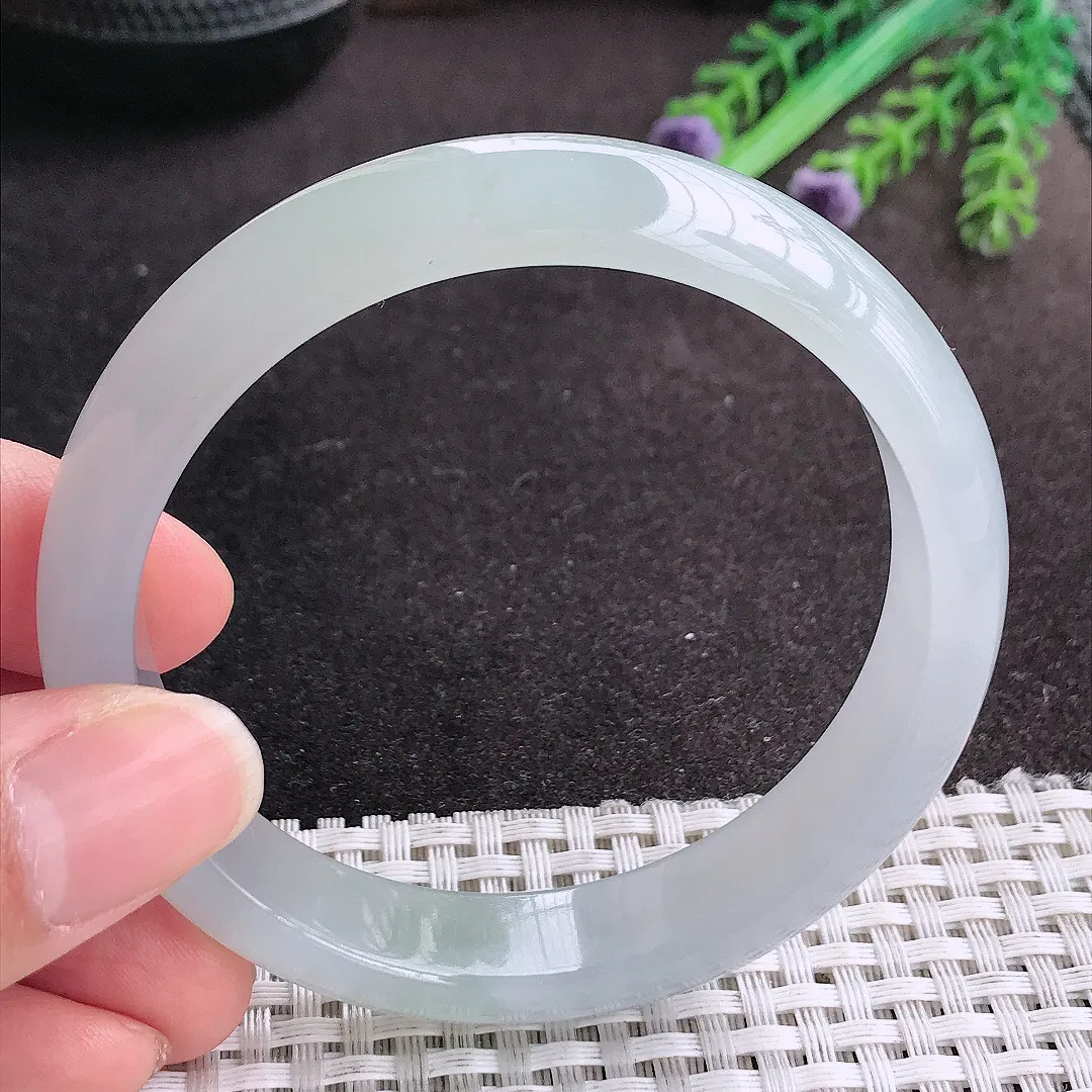 天然A货翡翠58.5/13.2/7.6老坑冰胶果冻冰晴手镯宽边玉手镯