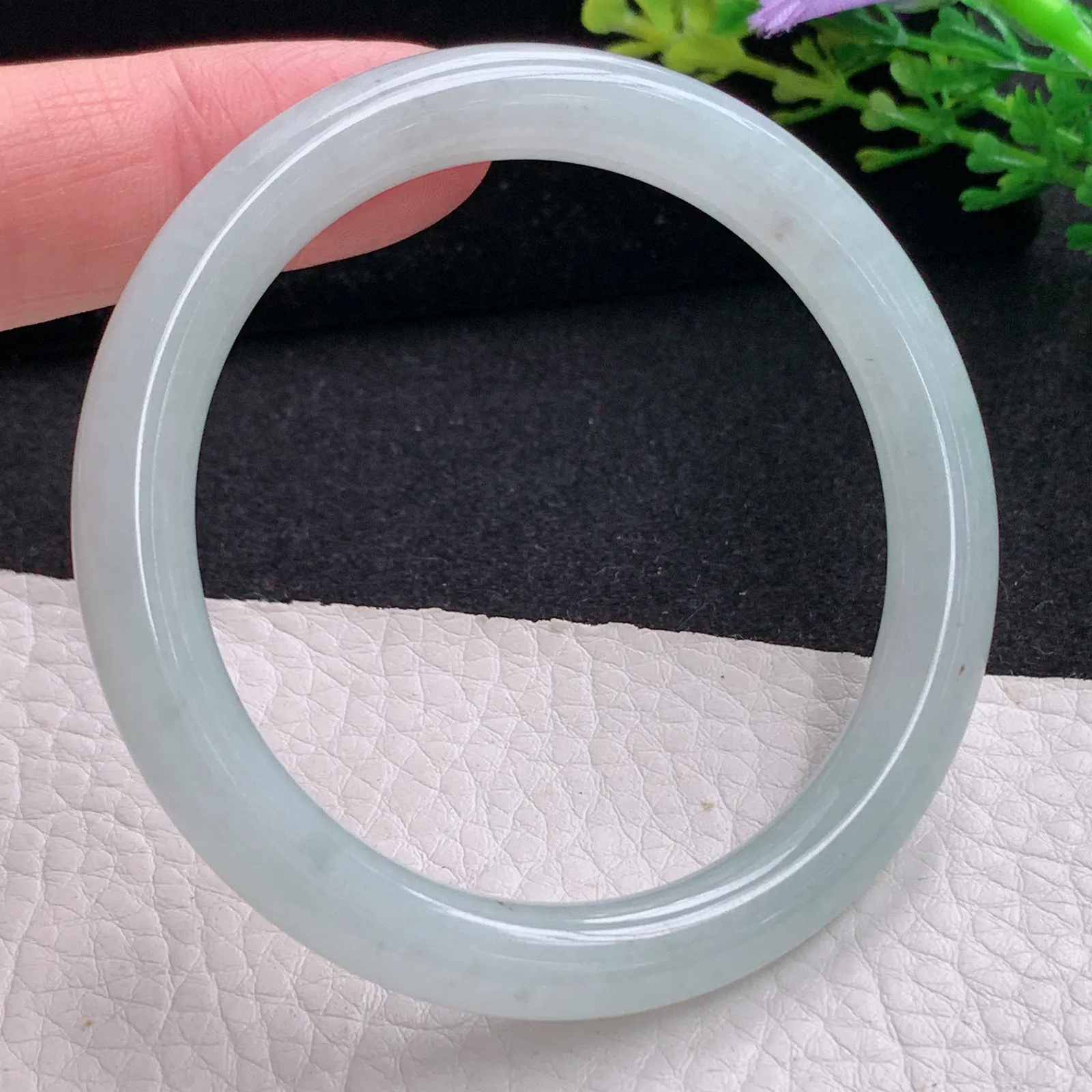 n小圈口52*7.8叮当镯 缅甸翡翠a货玉手镯白月光圆条玉手环 美人镯