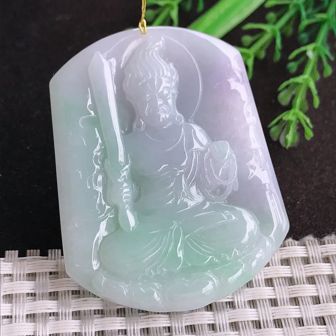 天然a货翡翠53/43/5.6老坑秀气温润不动明王吊坠翡翠玉挂件