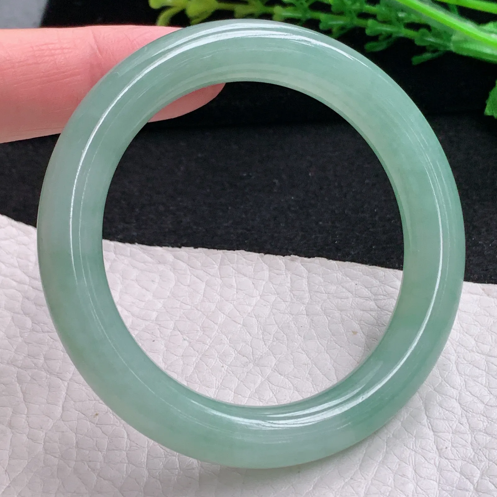 xc小圈口52.6*10*9.8叮当镯 缅甸翡翠a货玉手镯冰晴圆条玉手环