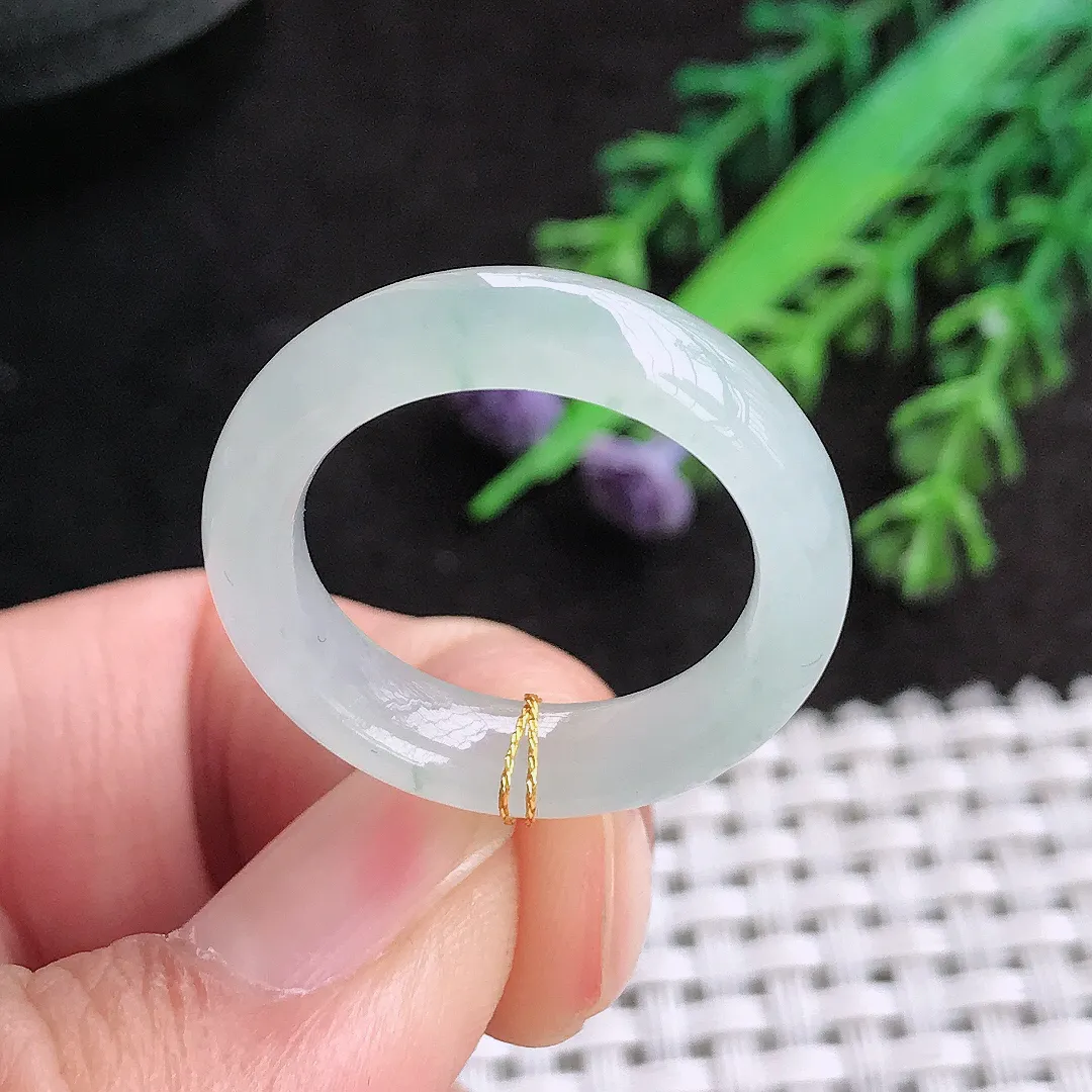 天然a货翡翠18.8/5.9/4.1老坑冰透起胶指环翡翠玉戒指