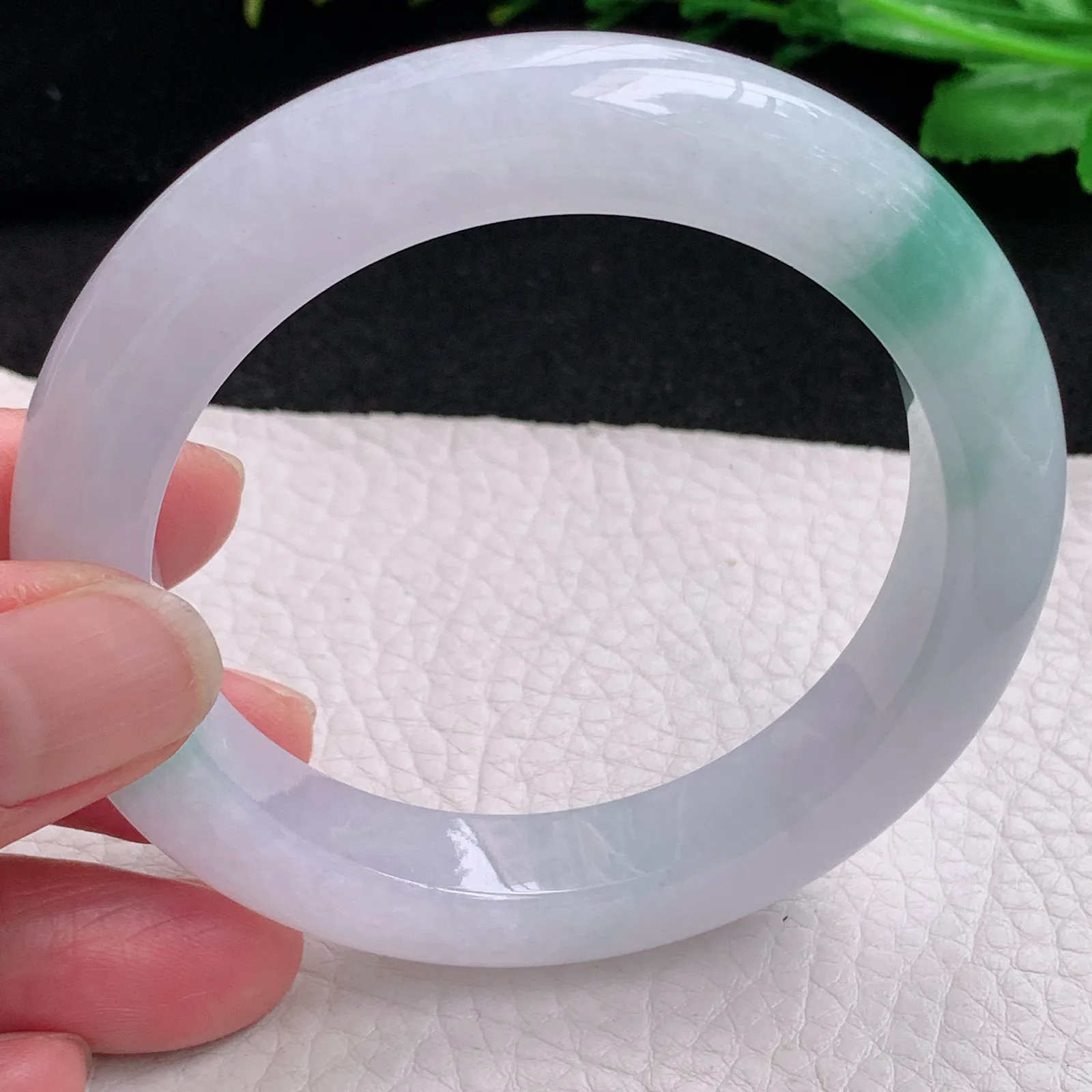 xc自然光56.5*11.5*10平安镯 缅甸翡翠a货玉手镯冰飘花宽边玉手环