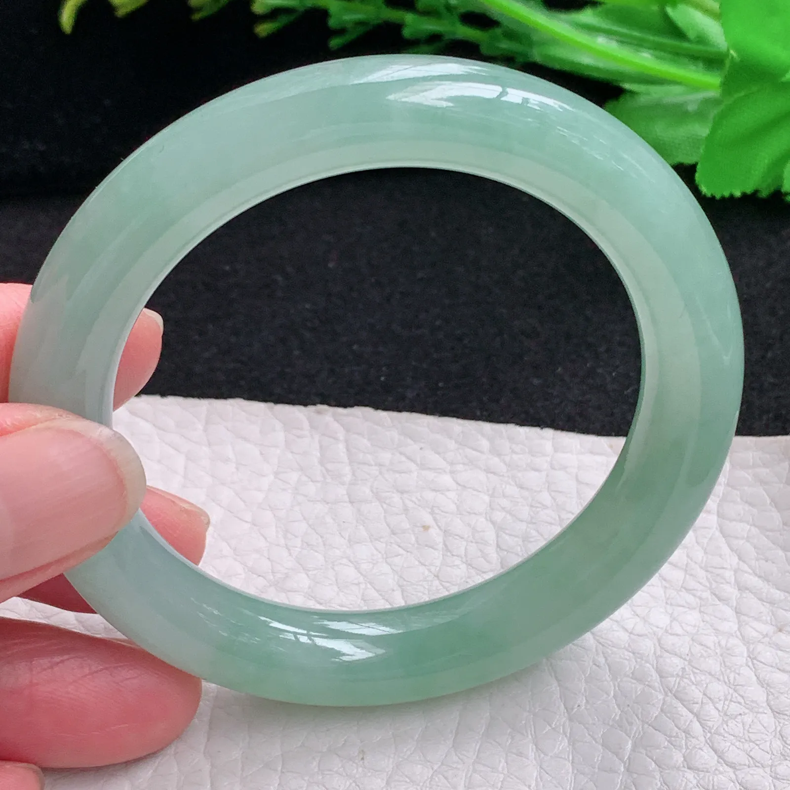 xc小圈口52.6*10*9.8叮当镯 缅甸翡翠a货玉手镯冰晴圆条玉手环