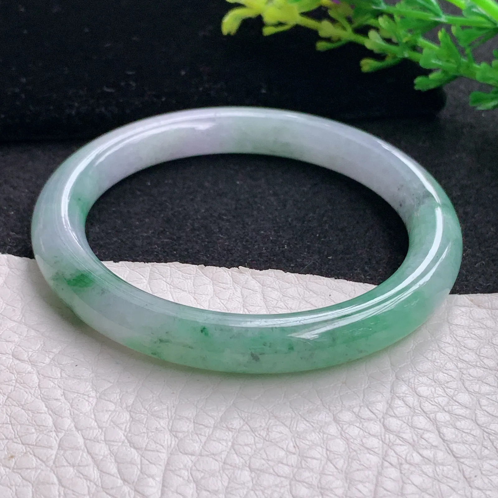 n小圈口51*8叮当镯 缅甸翡翠a货玉手镯清新圆条玉手环 美人镯