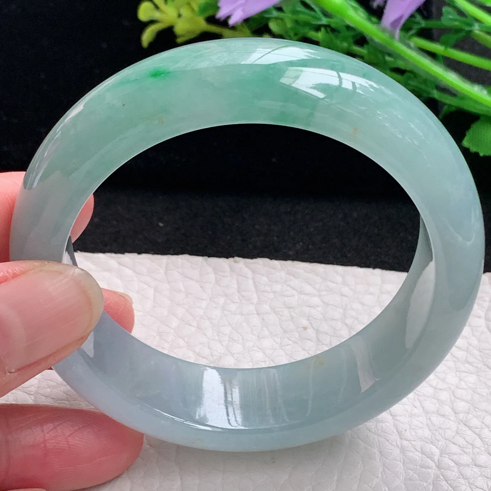 hy自然光56*17.5*8.5轮胎招财镯 缅甸翡翠a货玉手镯厚装宽边玉手环