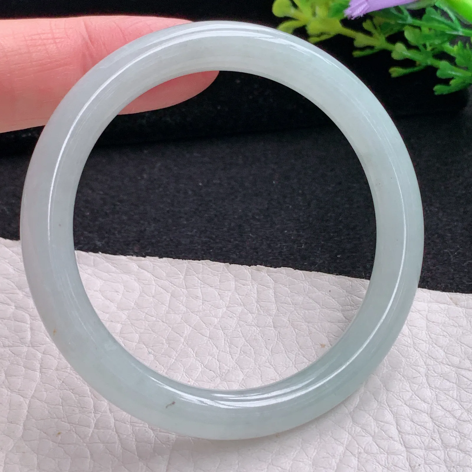 n小圈口52*7.8叮当镯 缅甸翡翠a货玉手镯白月光圆条玉手环 美人镯