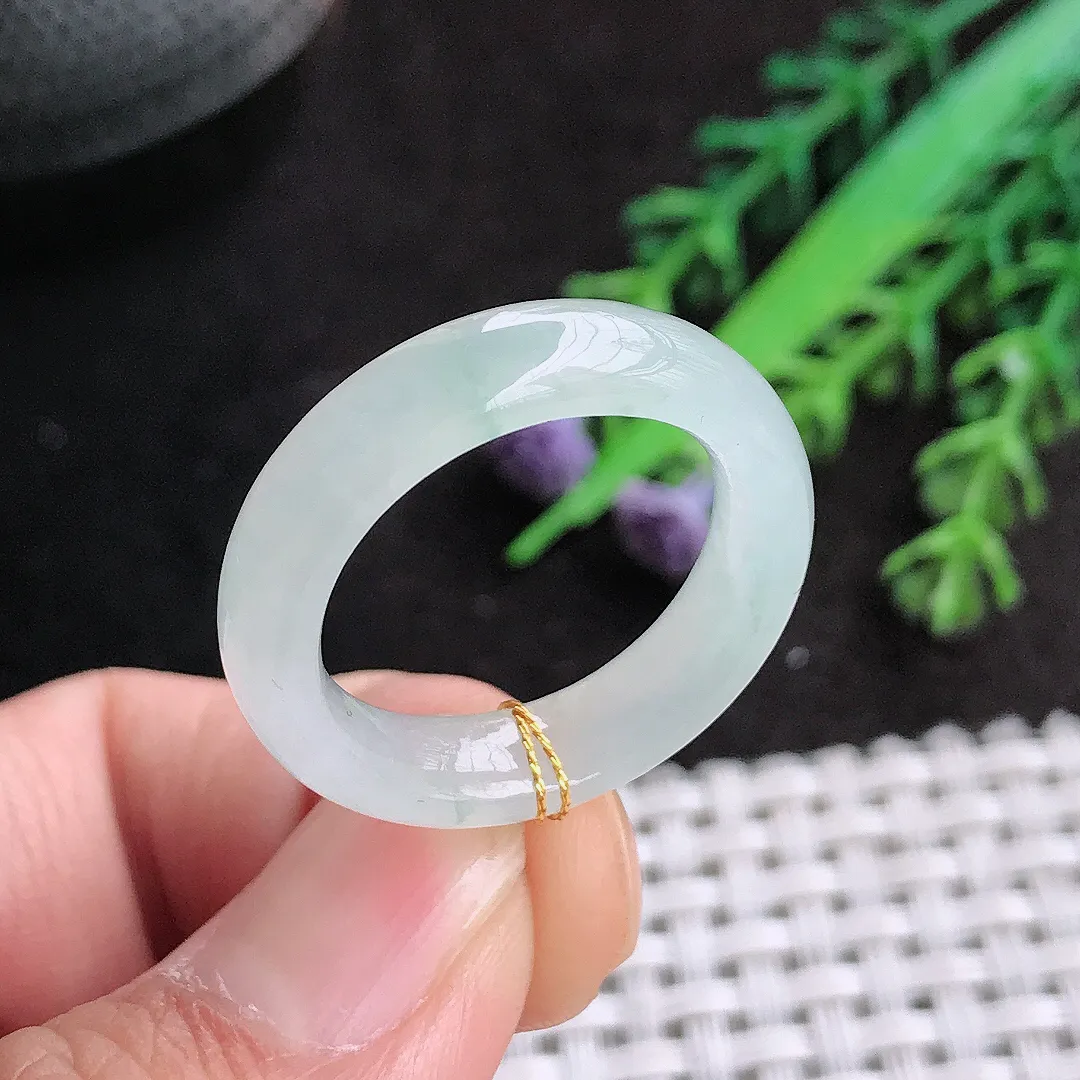 天然a货翡翠18.8/5.9/4.1老坑冰透起胶指环翡翠玉戒指