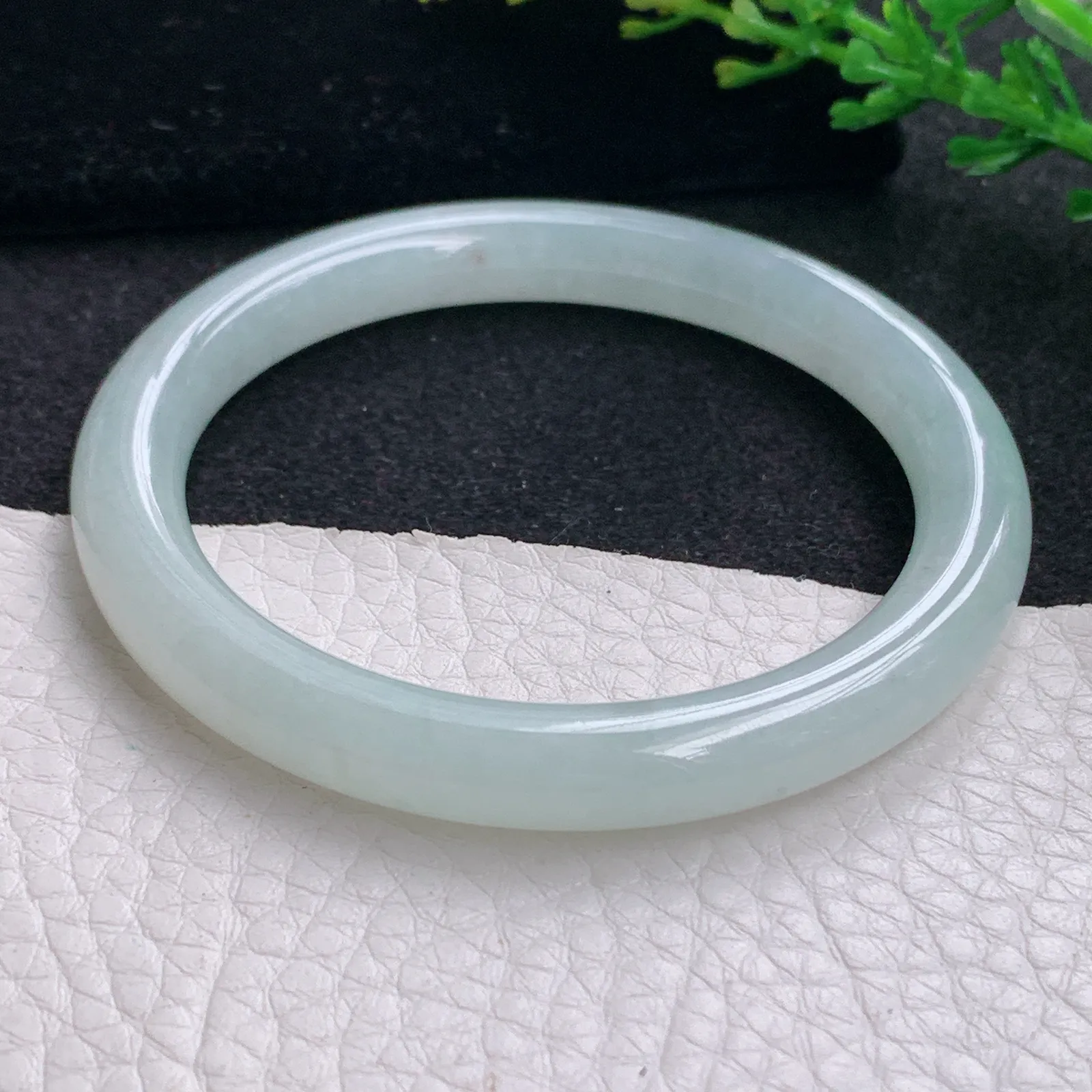 n小圈口52*7.8叮当镯 缅甸翡翠a货玉手镯白月光圆条玉手环 美人镯