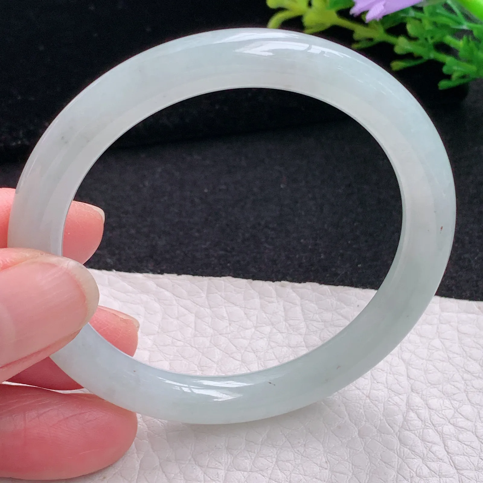 n小圈口52*7.8叮当镯 缅甸翡翠a货玉手镯白月光圆条玉手环 美人镯