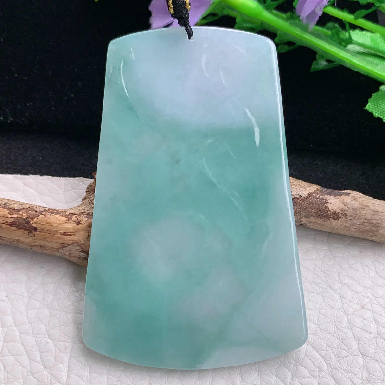 kh自然光69*44.8*5天然缅甸翡翠蓝韵普贤观音菩萨玉吊坠 玉挂件