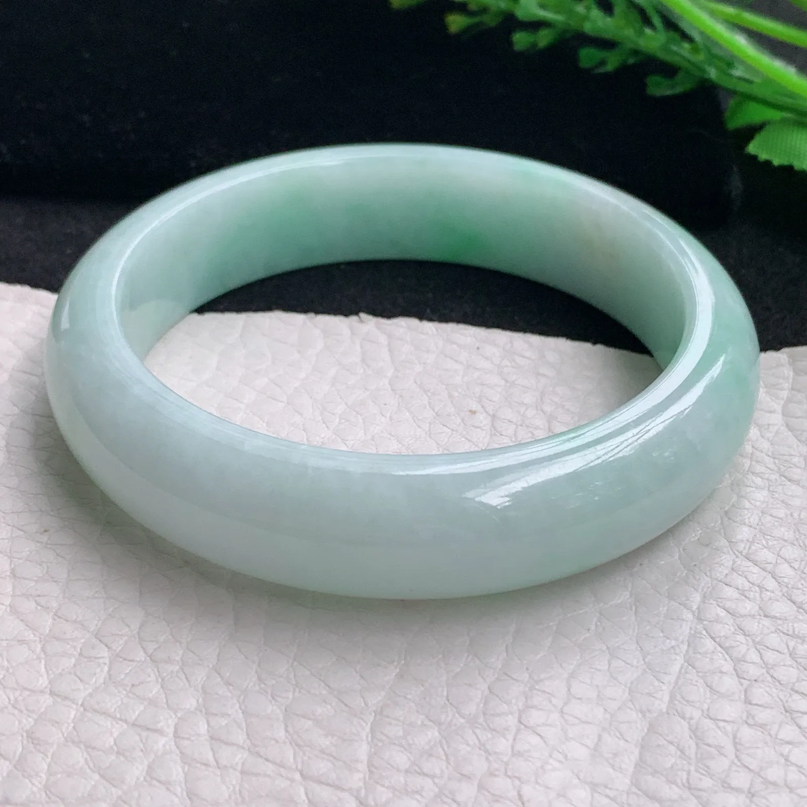 hy自然光59*14.5*8.2平安镯 缅甸翡翠a货玉手镯清新飘花宽边玉手环