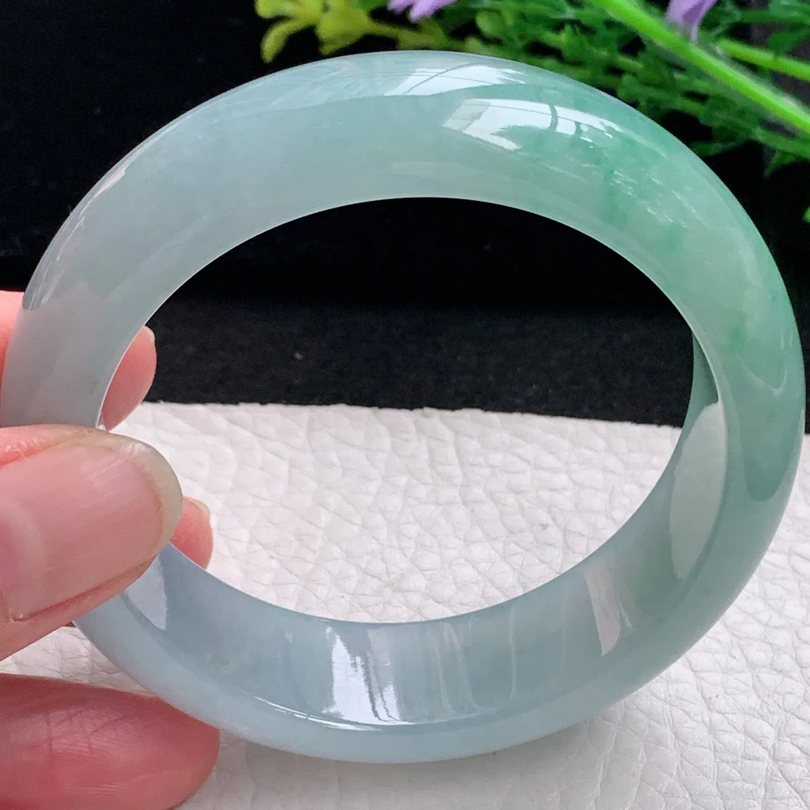 hy自然光56*17.5*8.5轮胎招财镯 缅甸翡翠a货玉手镯厚装宽边玉手环