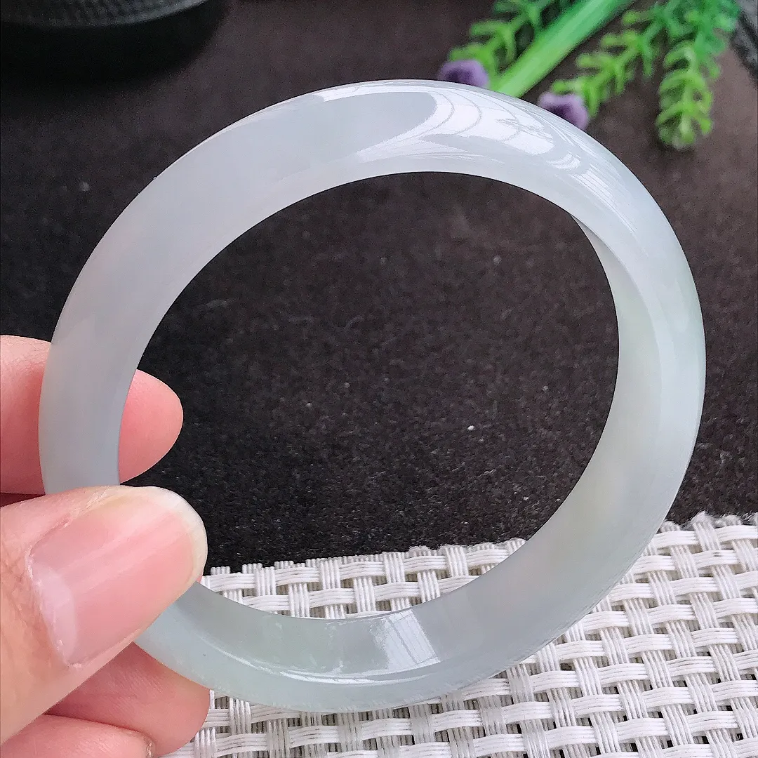 天然A货翡翠58.5/13.2/7.6老坑冰胶果冻冰晴手镯宽边玉手镯