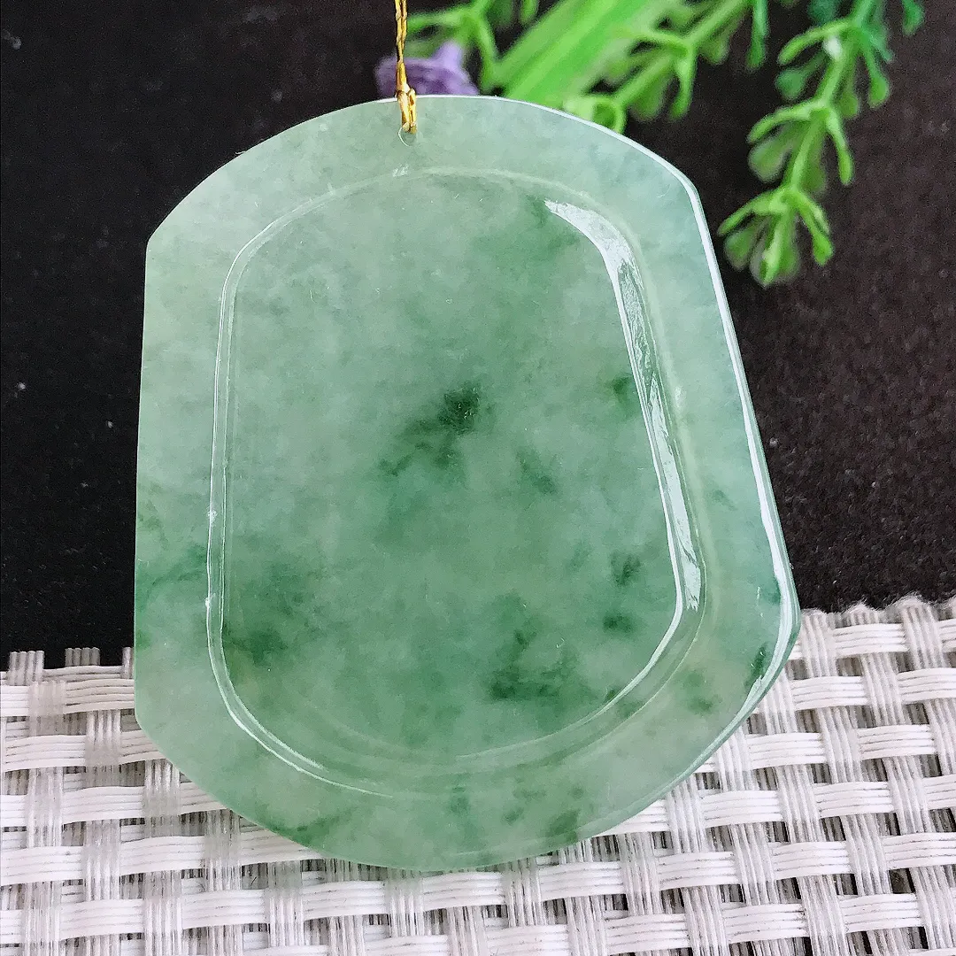 天然a货翡翠52.8/46/6.2老坑冰胶果冻冰晴绿文殊菩萨吊坠翡翠玉挂件