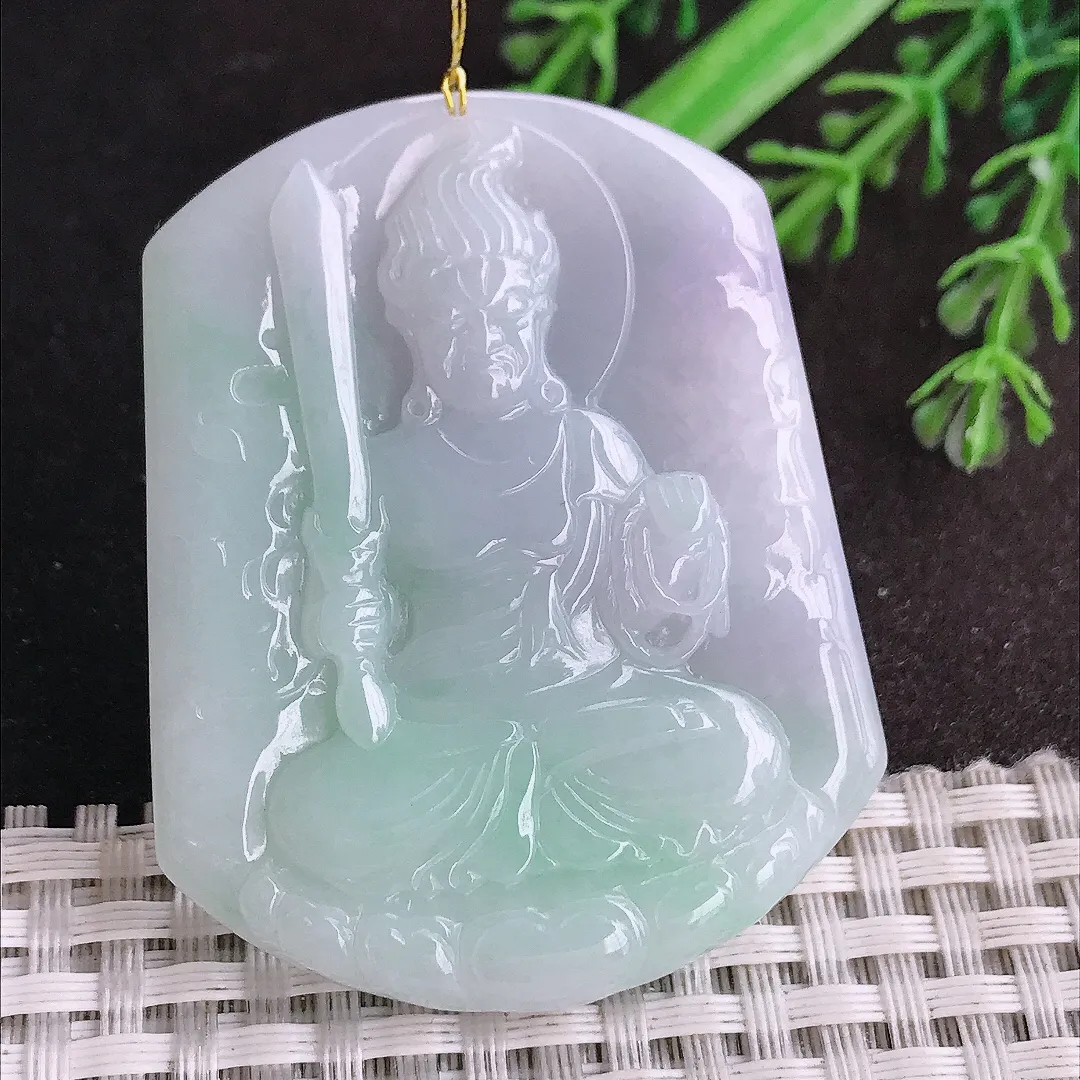 天然a货翡翠53/43/5.6老坑秀气温润不动明王吊坠翡翠玉挂件