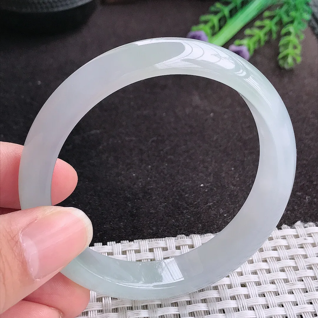 天然A货翡翠58.5/13.2/7.6老坑冰胶果冻冰晴手镯宽边玉手镯