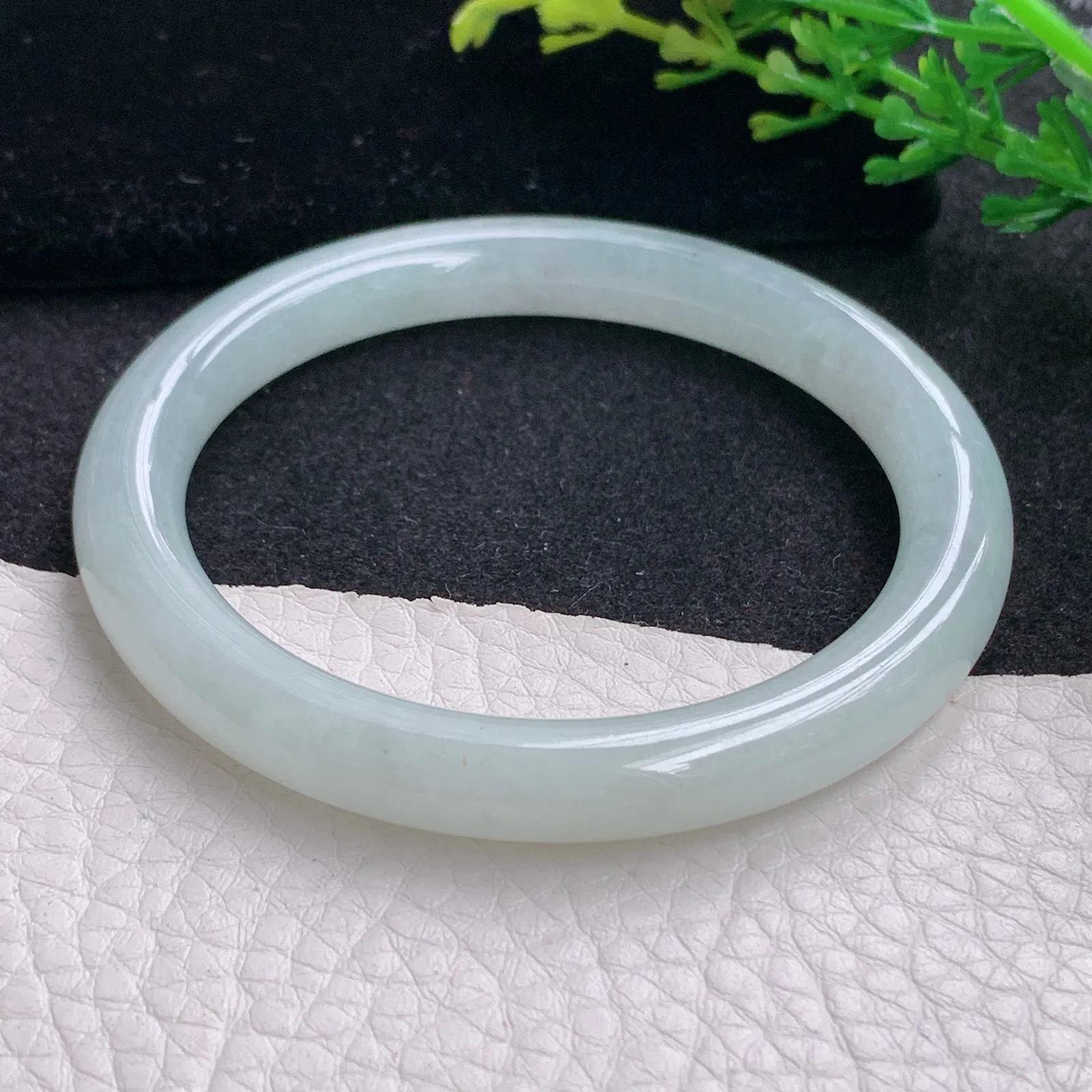 n小圈口52*7.8叮当镯 缅甸翡翠a货玉手镯白月光圆条玉手环 美人镯