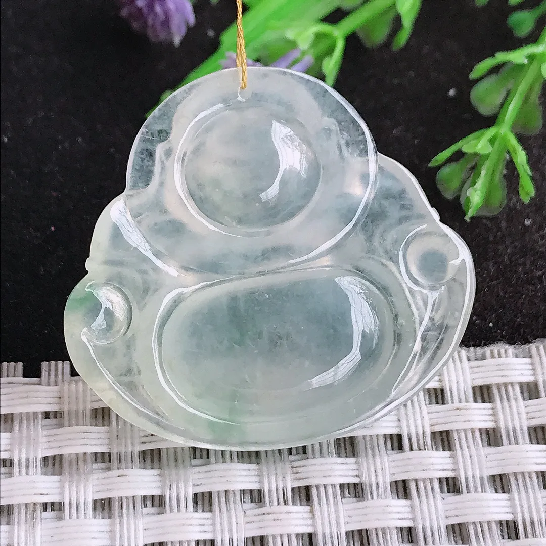 天然a货翡翠31.8/34.6/6.3老坑冰种果冻胶佛公吊坠翡翠玉挂件