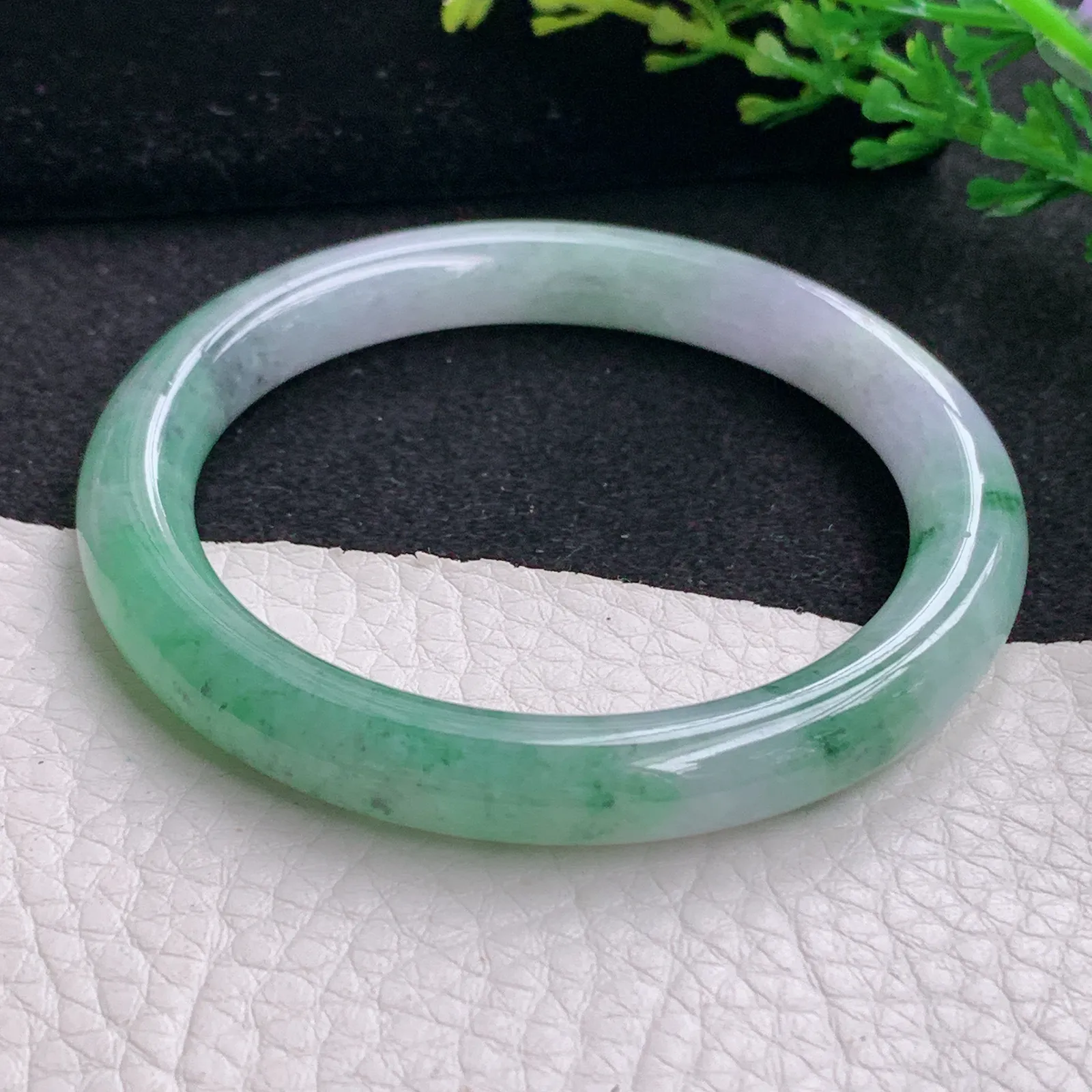 n小圈口51*8叮当镯 缅甸翡翠a货玉手镯清新圆条玉手环 美人镯