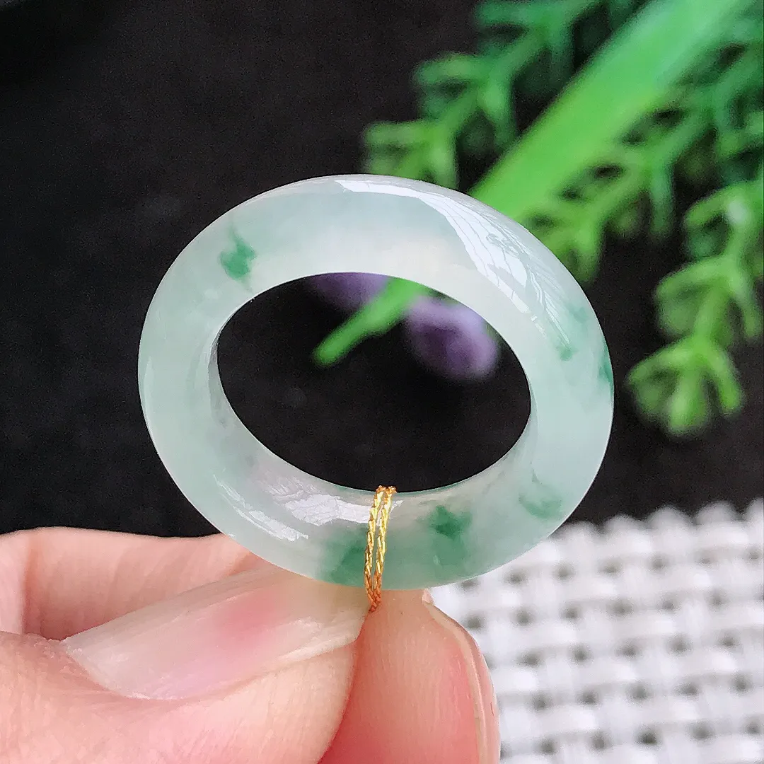 天然a货翡翠15.9/5.9/4.1老坑冰种飘花指环戒指女款