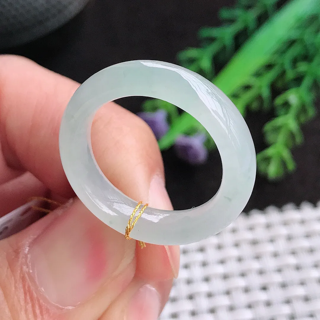 天然a货翡翠18.8/5.9/4.1老坑冰透起胶指环翡翠玉戒指