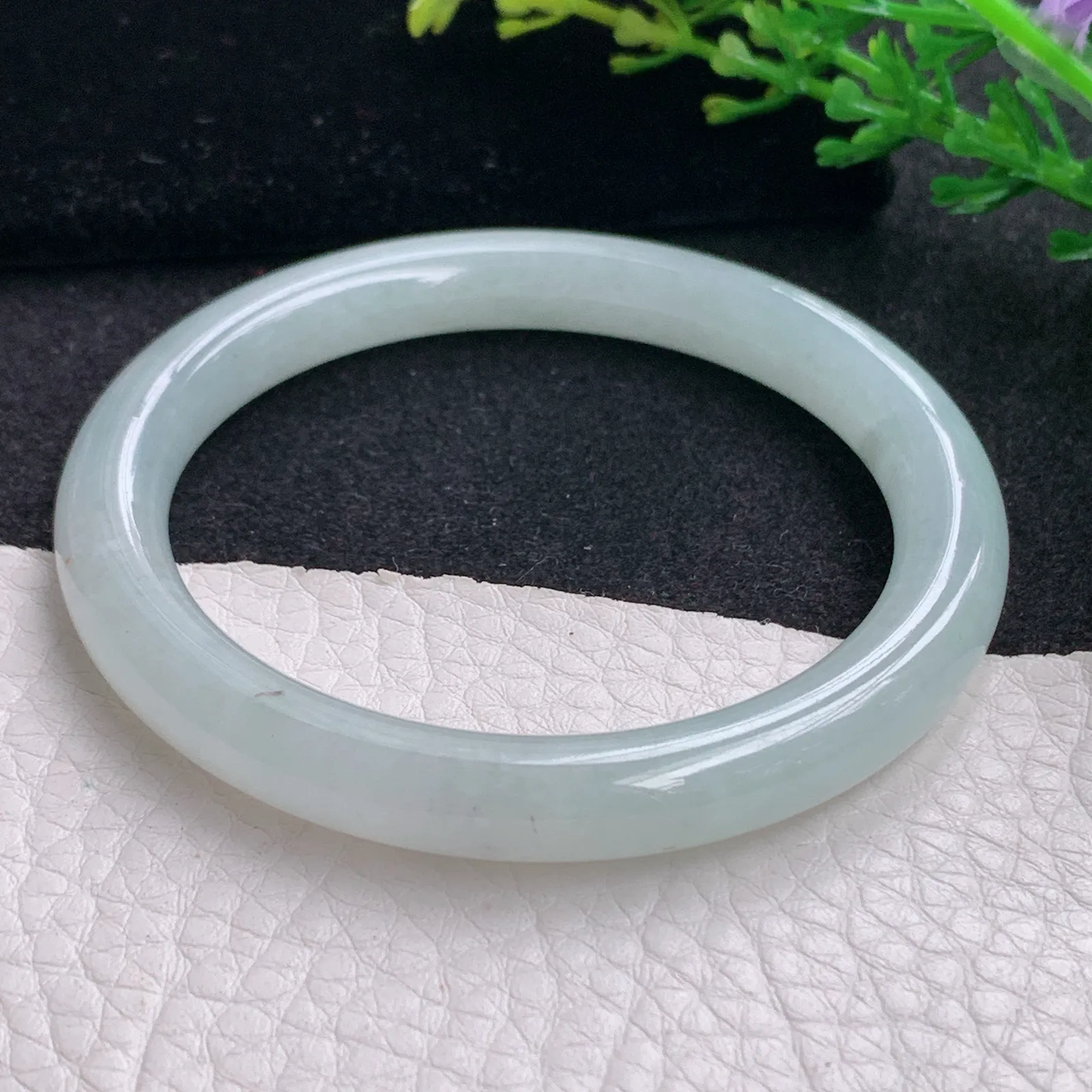 n小圈口52*7.8叮当镯 缅甸翡翠a货玉手镯白月光圆条玉手环 美人镯