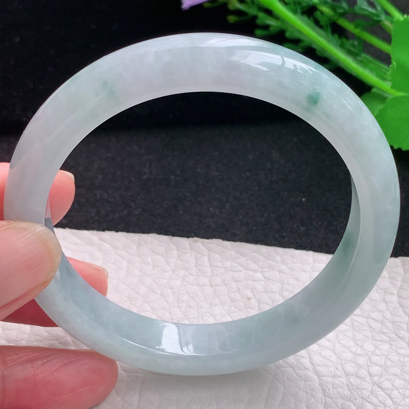 jxn自然光59*11.6*8平安镯 缅甸翡翠a货玉手镯清秀飘花宽边玉手环