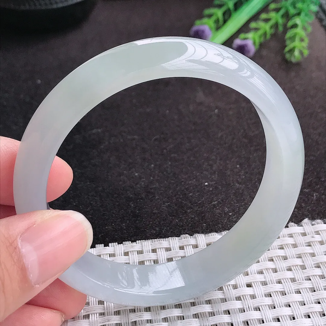 天然A货翡翠58.5/13.2/7.6老坑冰胶果冻冰晴手镯宽边玉手镯