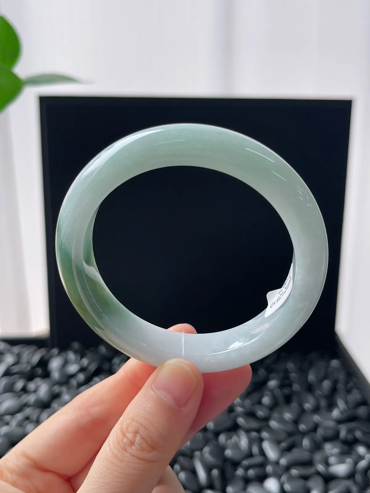 正圈53.9圈口，翡翠糯化种绿色手镯