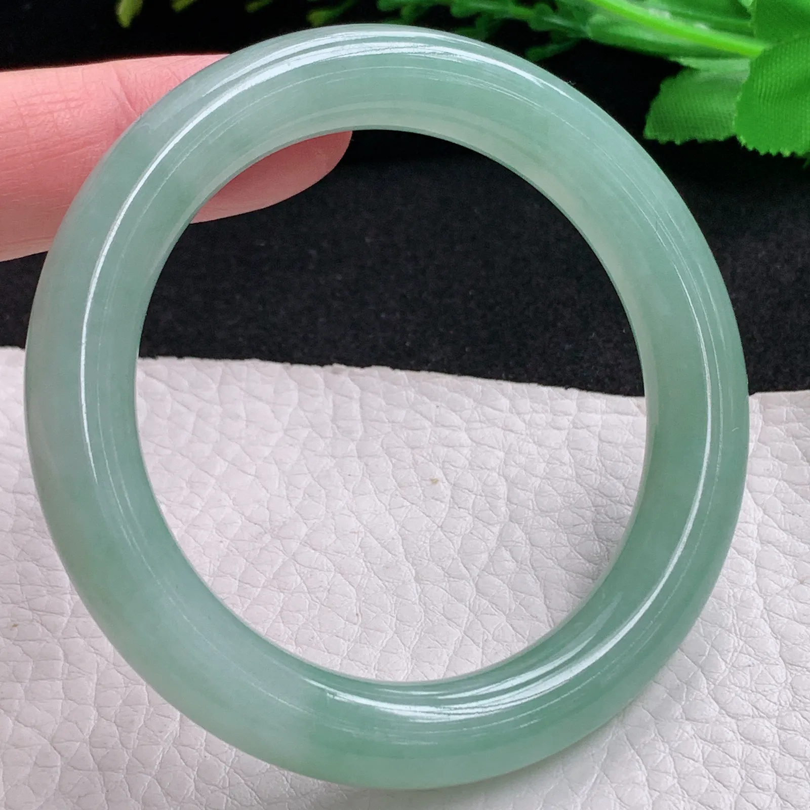 xc小圈口52.6*10*9.8叮当镯 缅甸翡翠a货玉手镯冰晴圆条玉手环