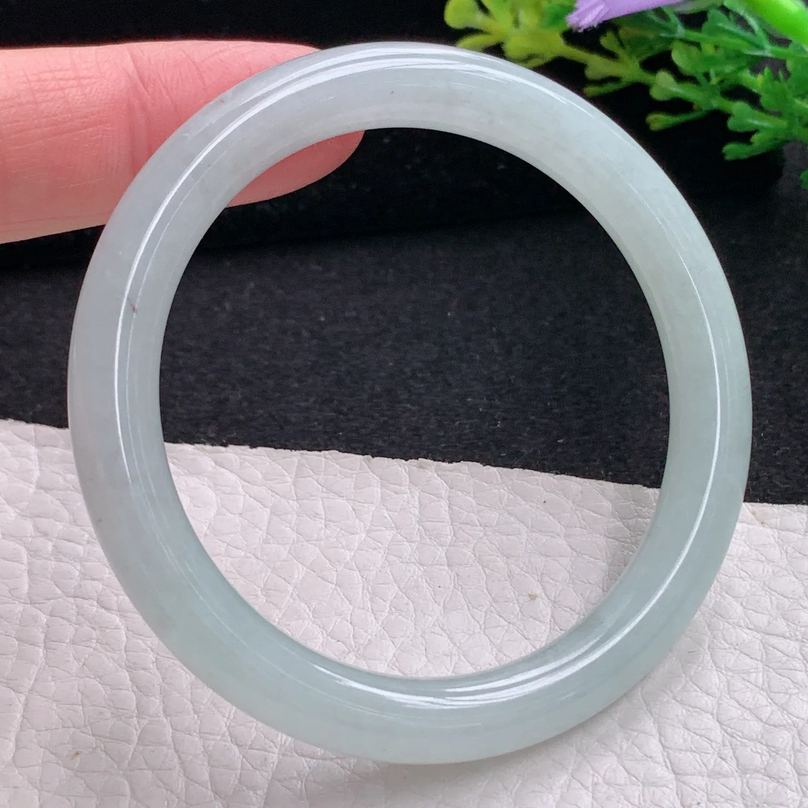 n小圈口52*7.8叮当镯 缅甸翡翠a货玉手镯白月光圆条玉手环 美人镯