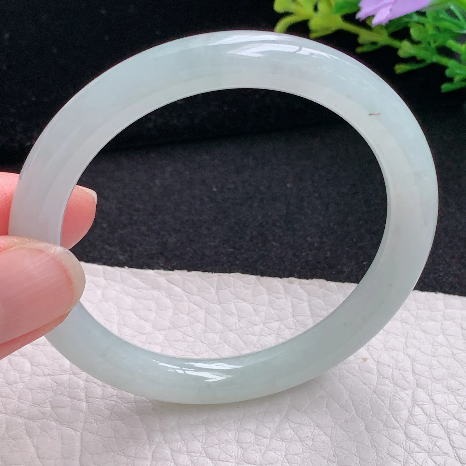 n小圈口52*7.8叮当镯 缅甸翡翠a货玉手镯白月光圆条玉手环 美人镯